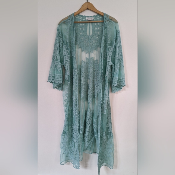 Rachel Zoe Other - Rachel Zoe O/S One Size Sheer Embroidered Kimono Duster Cardigan